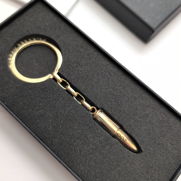 Barton Perreira 007 James Bond Bullet Keychain Gold Tone Luxury Gift - Picture 2 of 8